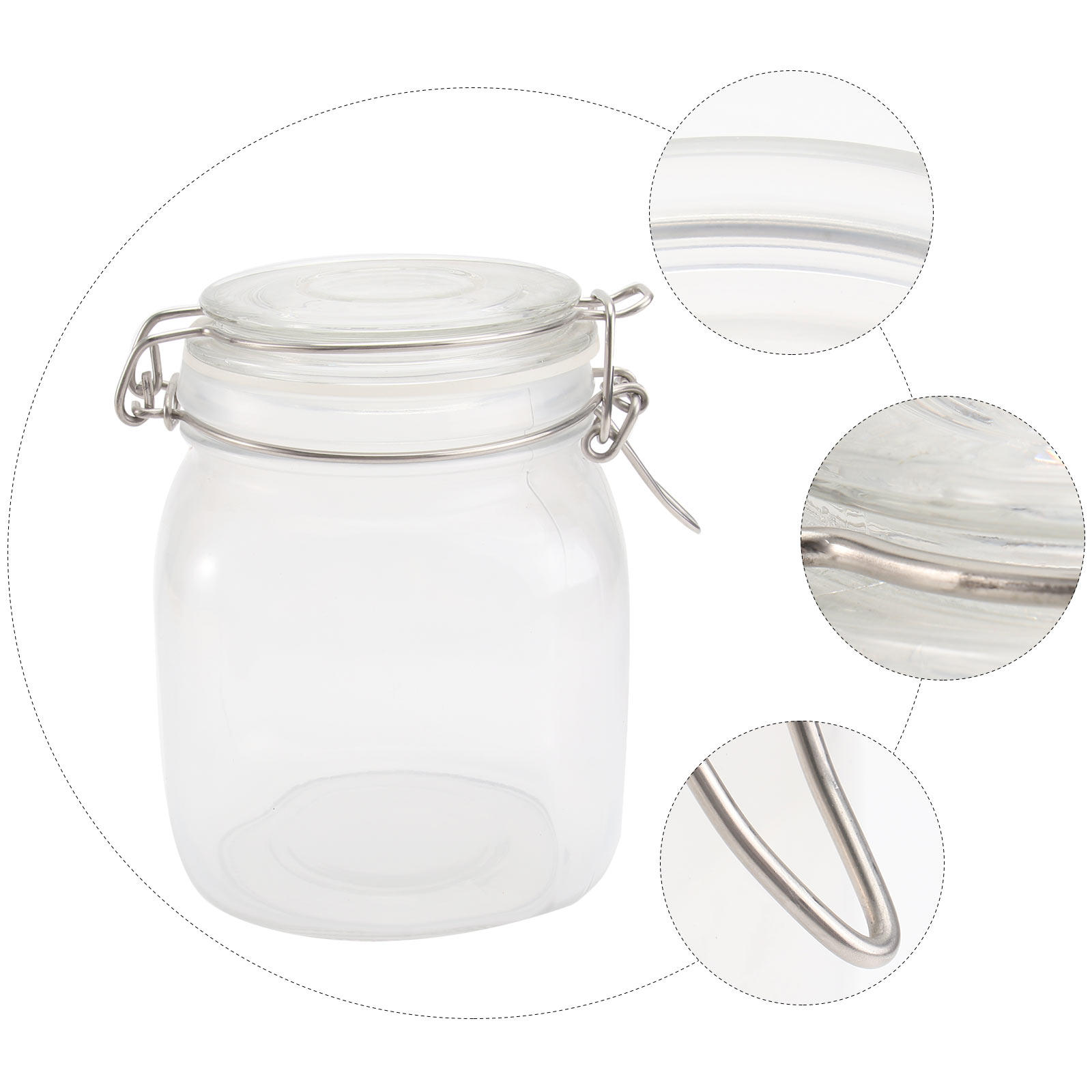 Food Storage Glass Container Set - 1000Ml Square Transparent Glass Seal Pot