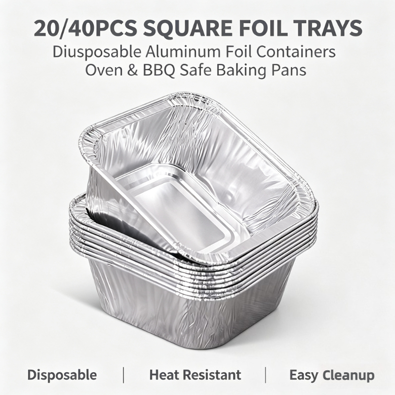 Food Storage Aluminum Containers - 20/40Pcs Square Disposable Aluminum Foil Trays