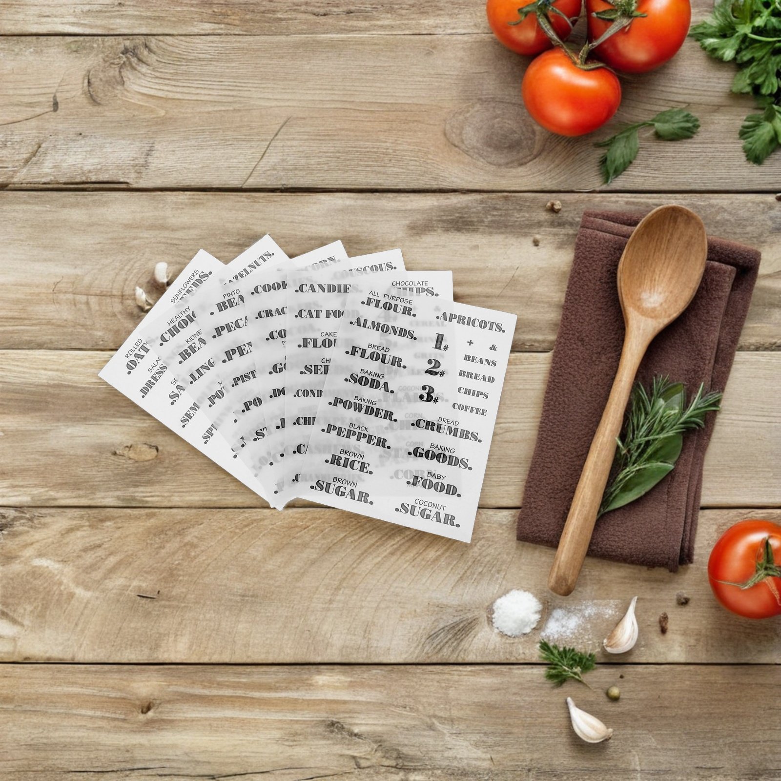 Food Storage Jar Labels - 6Sheets Clear Waterproof Kitchen Labels Food
