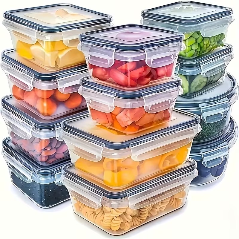 Food Storage Time - 4-Piece Clear Food Storage Containers with