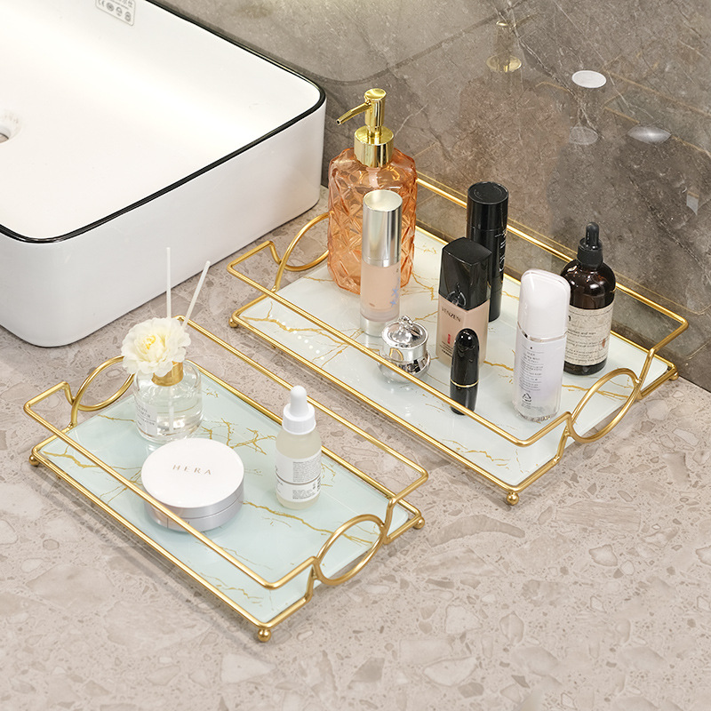 Food Storage In Room - Luxury Gold Plated Rectangular Bathroom Tray