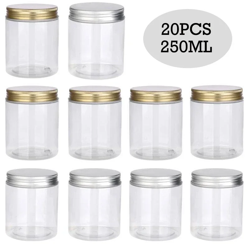 Food Storage Aluminum Containers - 20pcs 250ml Clear Empty Plastic PET