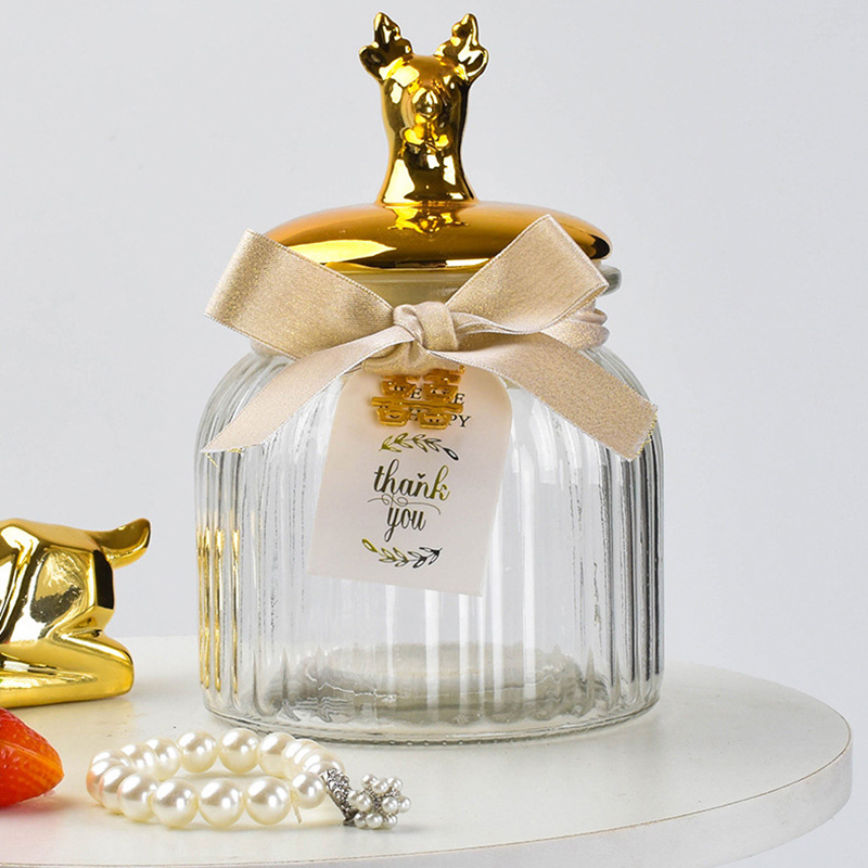 Food Storage Glass Container Set - Bling Diamond Clear Glass Storage Jar