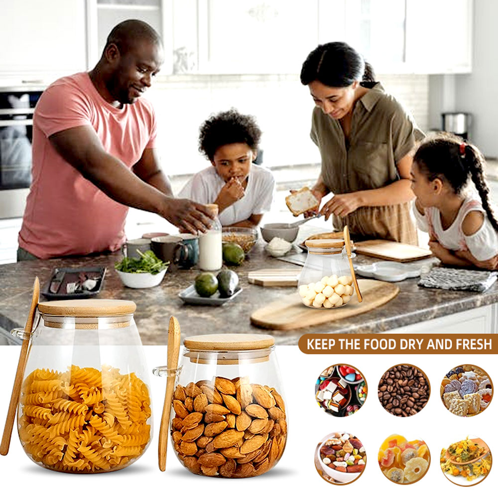 34oz sealed glass jar with spo - огляд і ціна Food Storage Glass Container Set