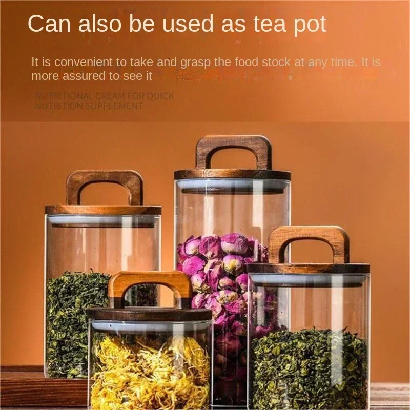 800-2100ml Wood Lid Glass Jar  - огляд і ціна Food Storage Glass Container Set