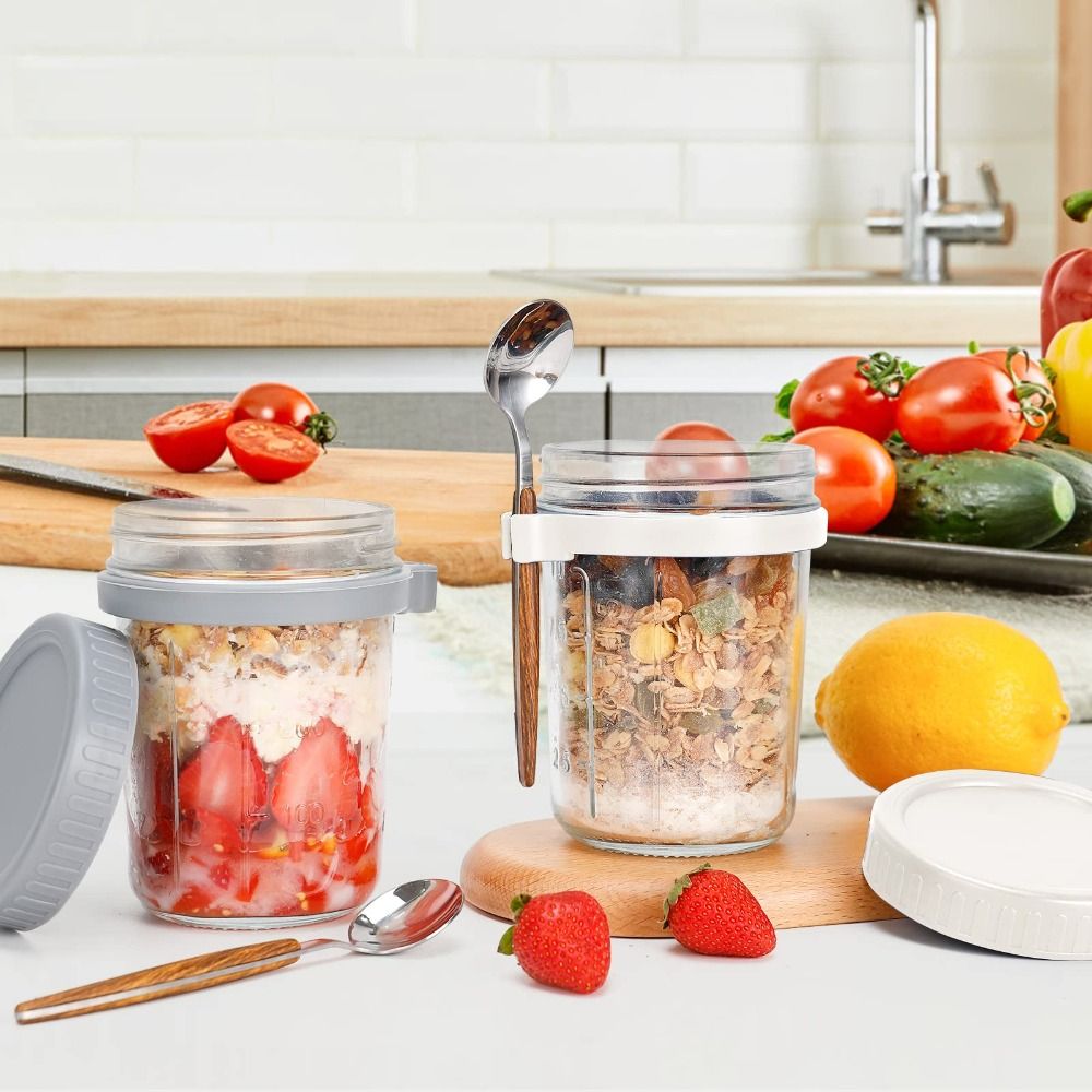 Yogurt Jar 350ml Overnight Oat - огляд і ціна Food Storage Glass Container Set
