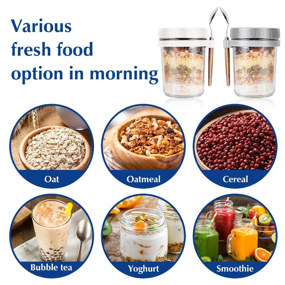 Yogurt Jar 350ml Overnight Oat - огляд і ціна Food Storage Glass Container Set