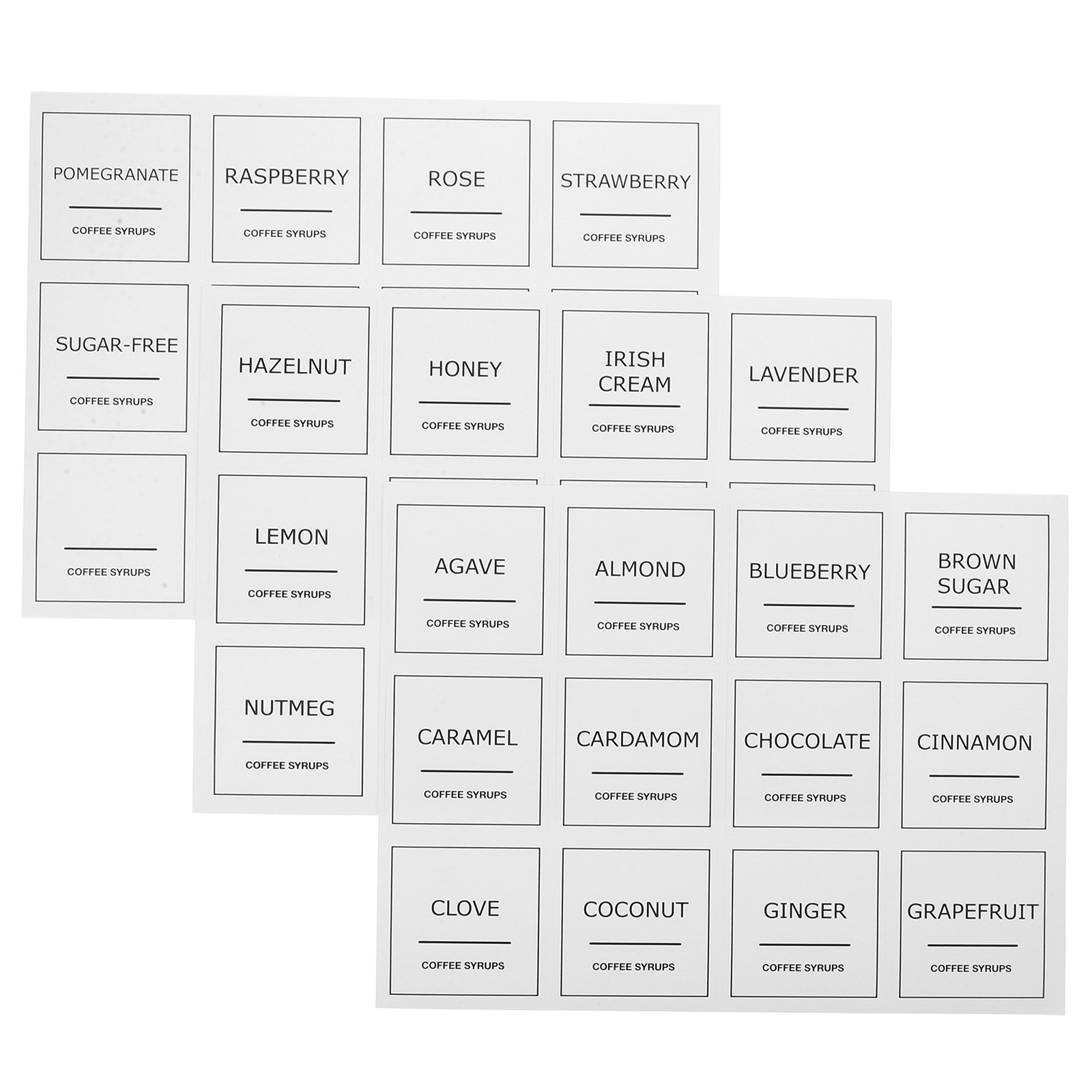 3 Sheets Plastic Coffee Syrup  - огляд і ціна Food Storage Jar Labels
