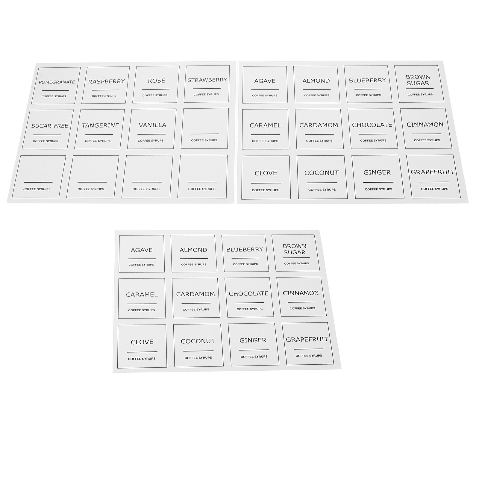 3 Sheets Plastic Coffee Syrup  - огляд і ціна Food Storage Jar Labels